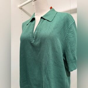 NWT Joe Fresh Teal open neck sweater Shirt